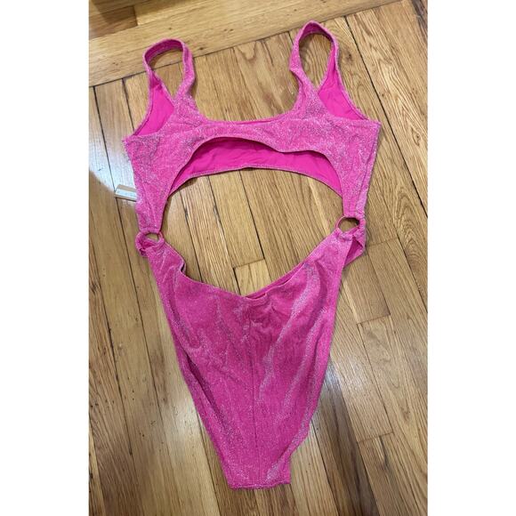 SKIMS Size 4x Magenta Pink Glitter Sparkle Swimsuit Sexy Cut Out Monokini NWT - Picture 10 of 10
